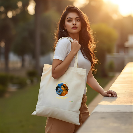 Krishna Yashodha inspired Tote Bag with Zipper